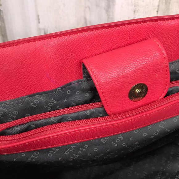 Olivia + Joy coral briefcase style shoulder tote - Picture 11 of 11